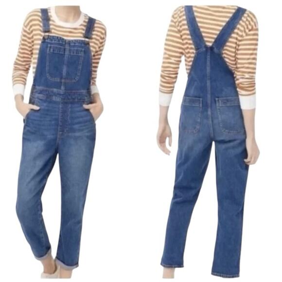 J. Crew Factory Denim Bib Overalls Classic All-Day Stretch Jeans - Size Small - Picture 1 of 16